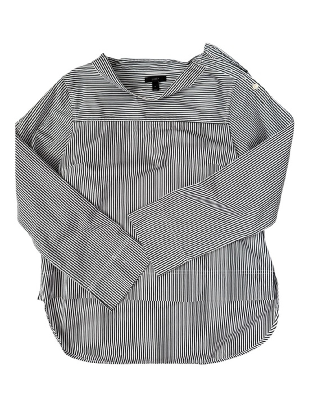 J.Crew Funnelneck Shirt Black White Stripe Size 8
